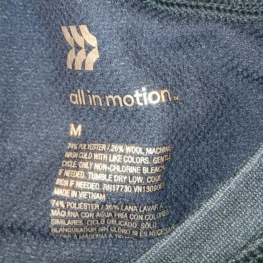 ALL IN MOTION Men's New w/Tags Blue Long Sleeve Athletic Pullover Top - Size: M - Picture 7 of 7